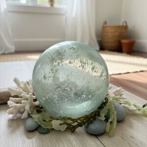 Antique Glass Fishing Float-6'' Sea Glass Buoy-Coastal Nautical Decor-Japanese